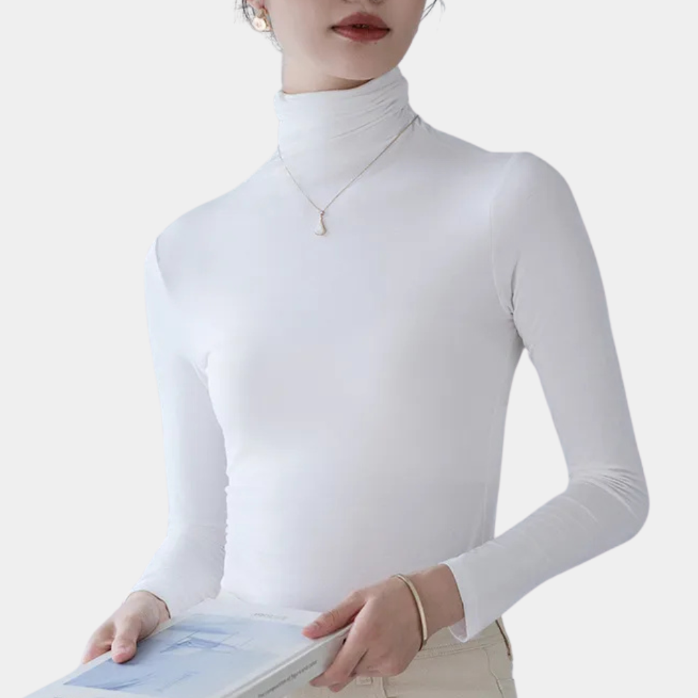 Elegant women's modal turtleneck sweater, a soft and stylish top perfect for layering.