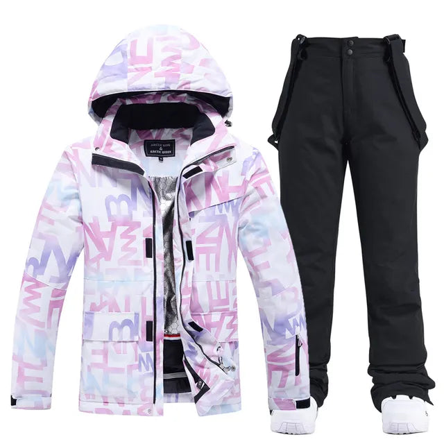 Elegant women's ski suit, sleek design for stylish activewear and winter sports.