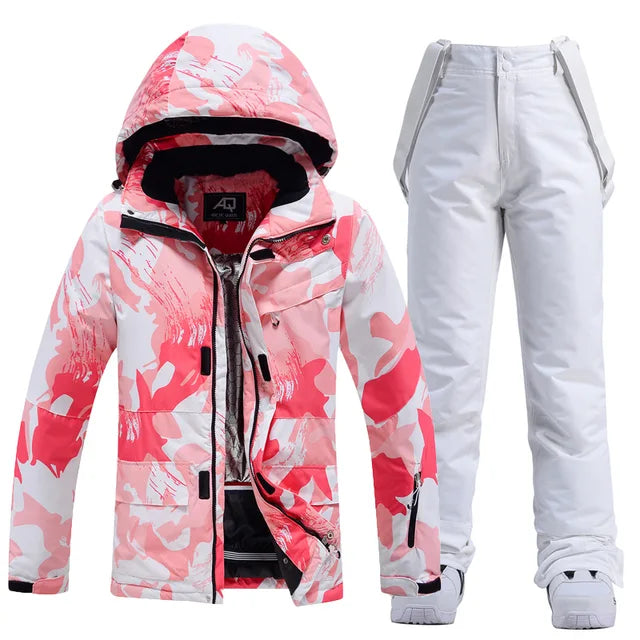 Weather-resistant women's ski suit, offering protection and warmth for winter outdoor skiing.