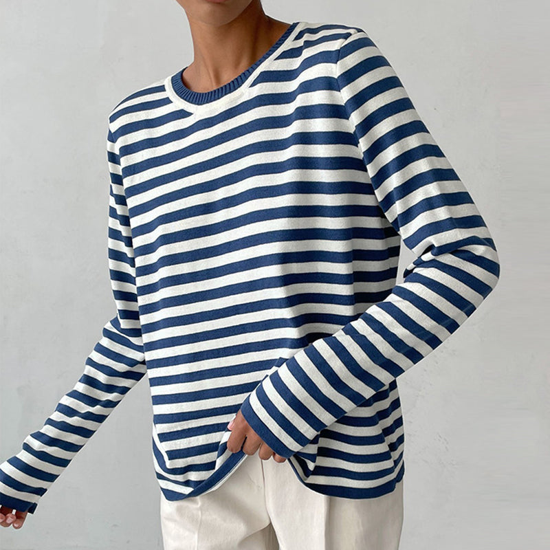 Women's stylish striped long-sleeve T-shirt. Perfect for casual wear & everyday fashion.
