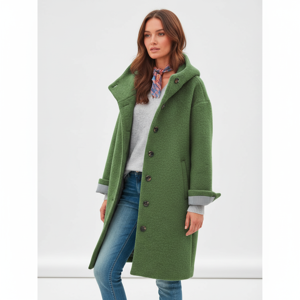 Women's fashion winter parka jacket with a detachable hood, perfect for cold weather