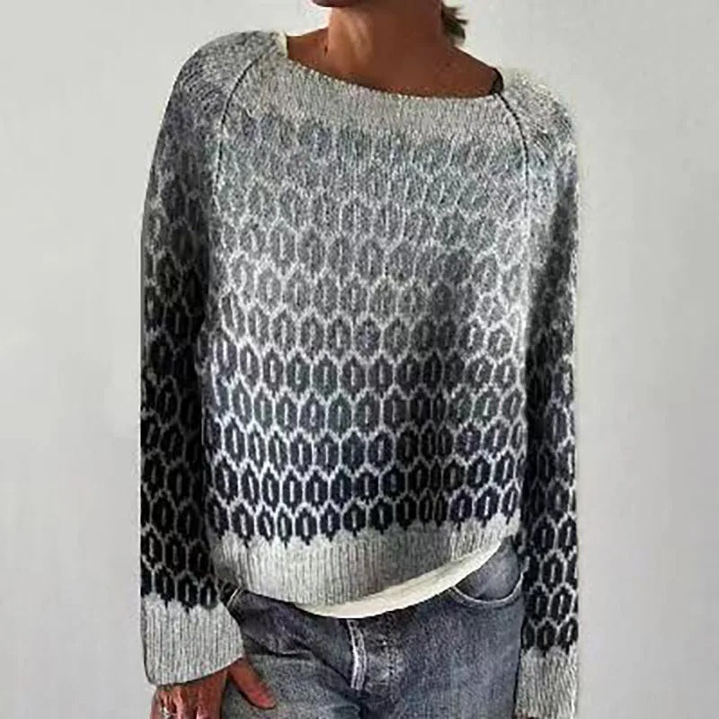 Women's stylish warm sweater in Nova design, perfect for winter comfort and elegant cold weather fashion.