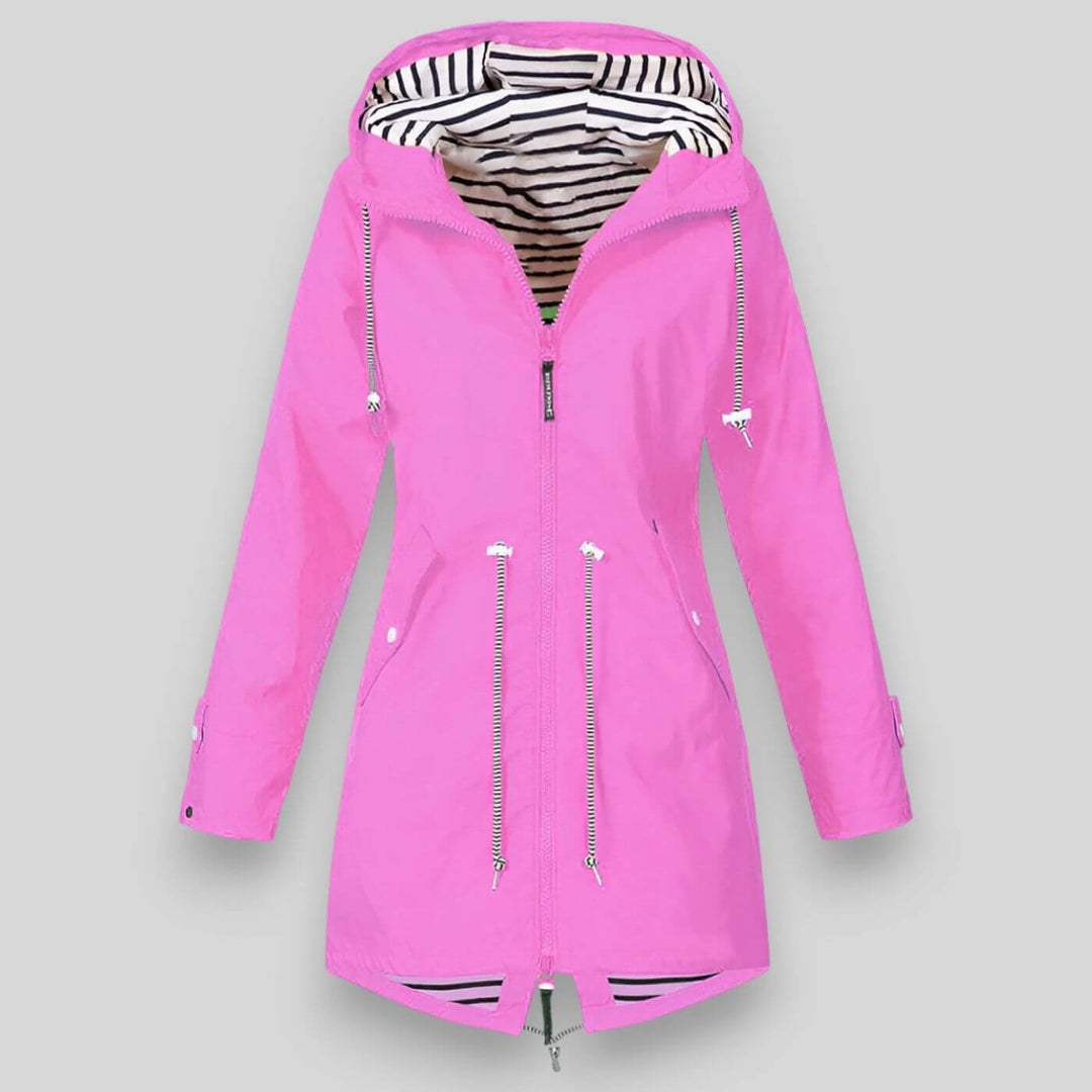 Lightweight women's rain jacket, ideal for daily wear & travel. Stylish, breathable & waterproof for protection.