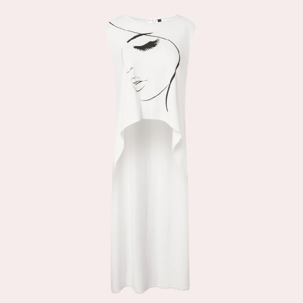 Ladies' versatile white relaxed fit tunic top. Comfortable & chic for everyday style and spring fashion.