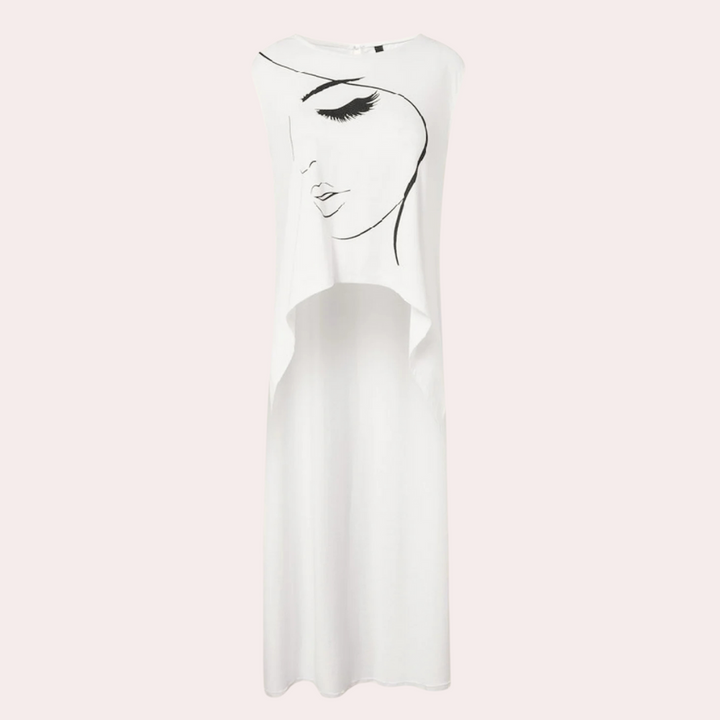 Ladies' versatile white relaxed fit tunic top. Comfortable & chic for everyday style and spring fashion.