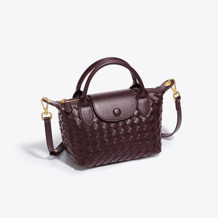 Designer-inspired woven mini bag, versatile as a women's shoulder or crossbody accessory.