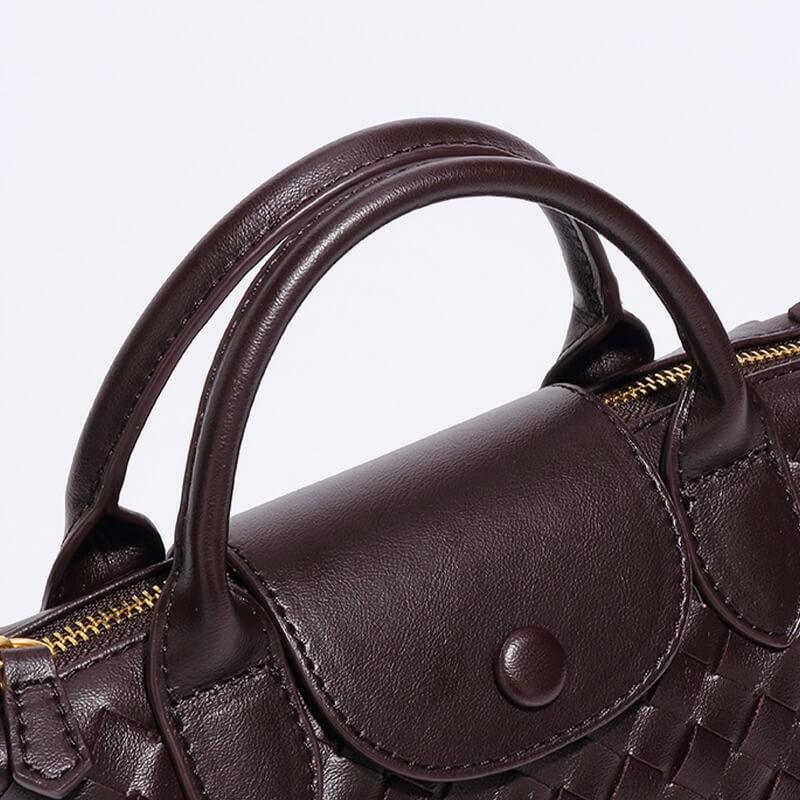 Trendy woven mini shoulder bag for women, featuring a durable faux leather finish.