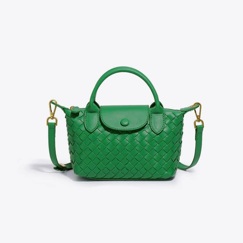 Compact women's shoulder bag, stylish woven texture, premium faux leather feel.