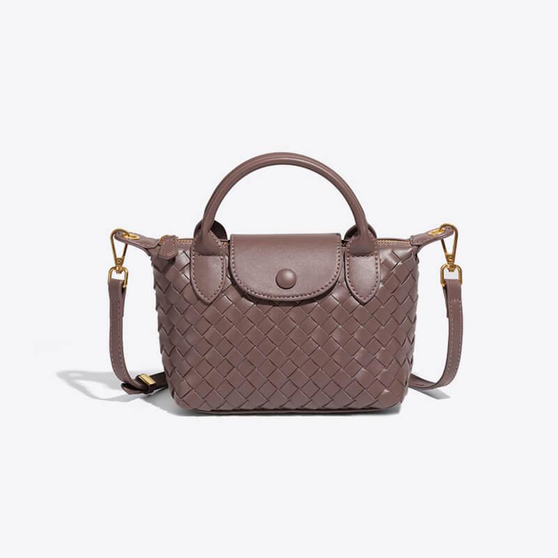 Stylish women's mini handbag, woven texture adds an elegant touch, crossbody strap.