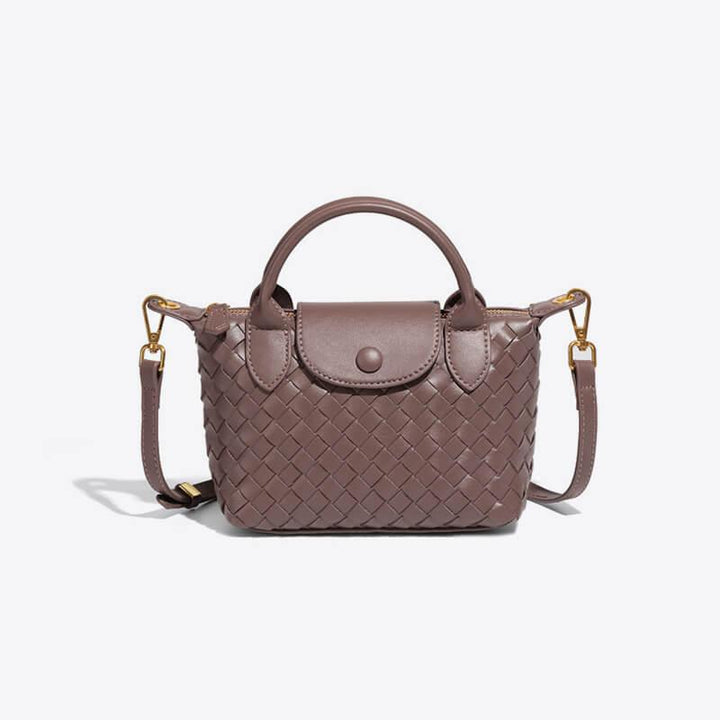 Stylish women's mini handbag, woven texture adds an elegant touch, crossbody strap.