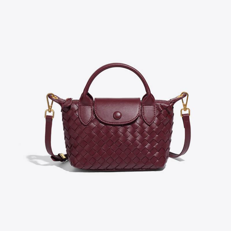 Perfect women's mini bag, woven faux leather design, compact for travel or daily use.