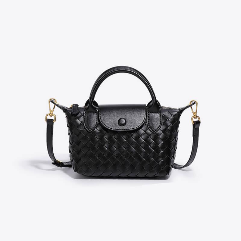 Versatile woven mini bag for women, ideal as a shoulder or crossbody purse.