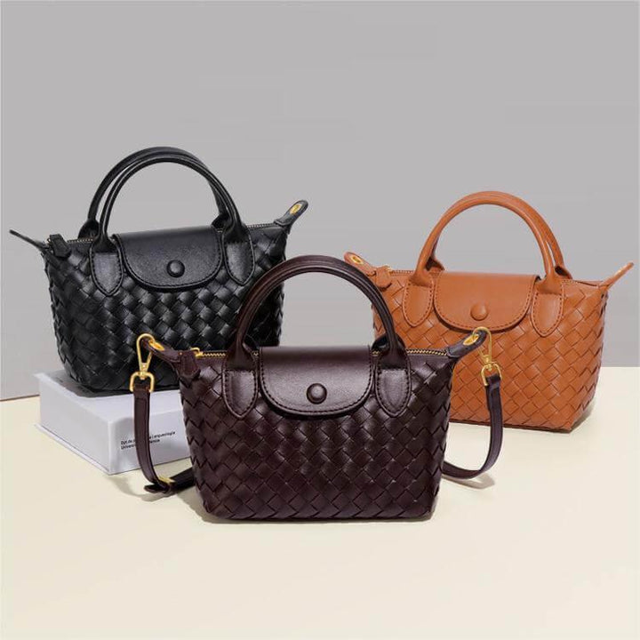 Chic women's woven mini crossbody purse, stylish and practical for essentials.