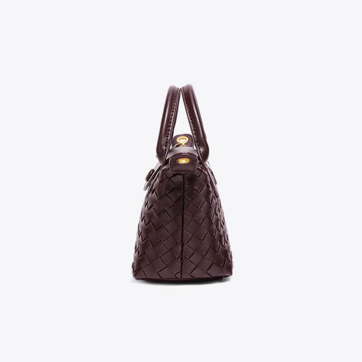 Fashionable women's woven mini handbag, perfect for essentials, with a crossbody option.