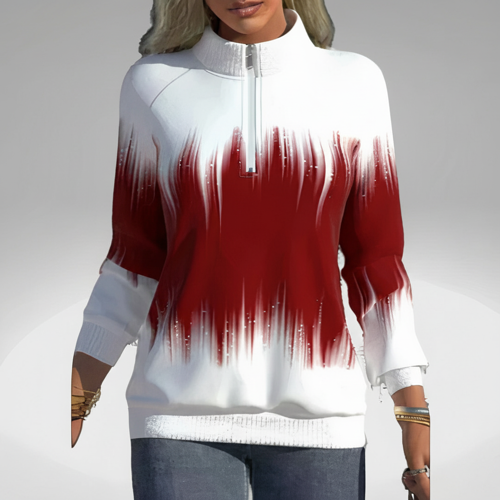 Rear view of a women's stylish long sleeve sweatshirt, perfect for casual outings