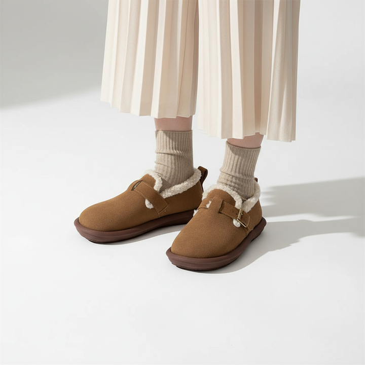 PlushSlip women's suede slippers with warm fleece lining, ideal for autumn winter