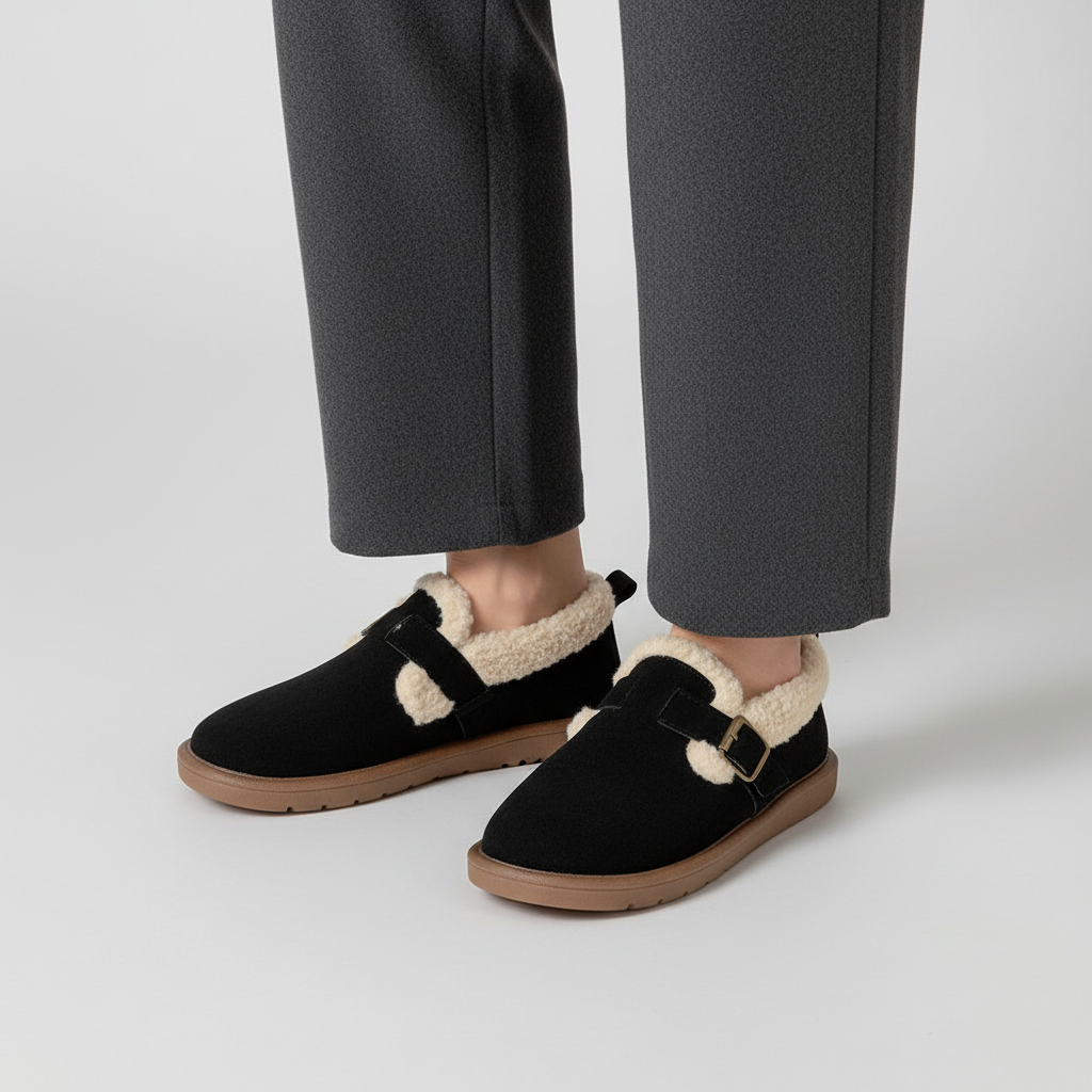 Comfortable women's Suede PlushSlip slippers with soft fleece lining, autumn winter essential