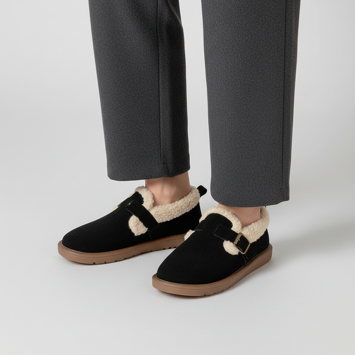 Comfortable women's Suede PlushSlip slippers with soft fleece lining, autumn winter essential