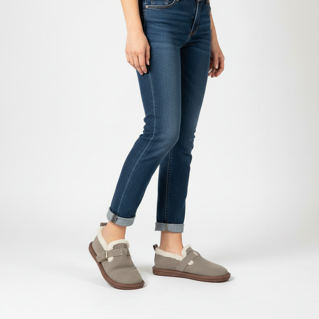 Luxury women's suede slippers, fleece-lined for winter, offering ultimate comfort and warmth