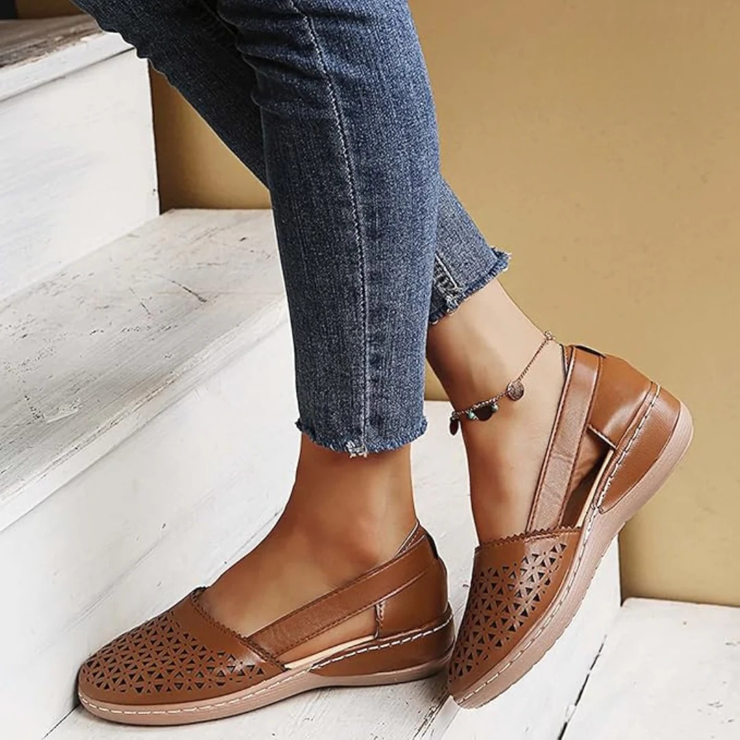 Breathable women's summer slip-on flats. Orthopedic design for ultimate comfort & casual seasonal style.