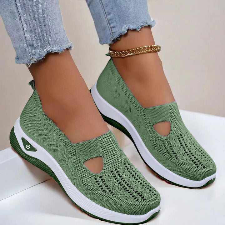 Women's summer slip-on sneakers with arch support, breathable design for casual wear.