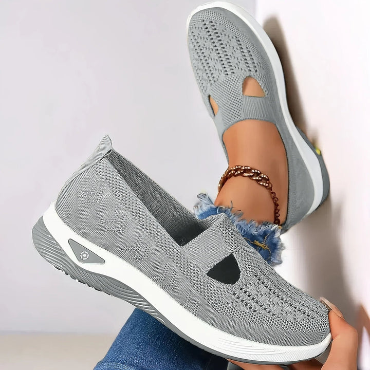 Breathable women's walking shoes, slip-on style, arch support, perfect for summer activities.