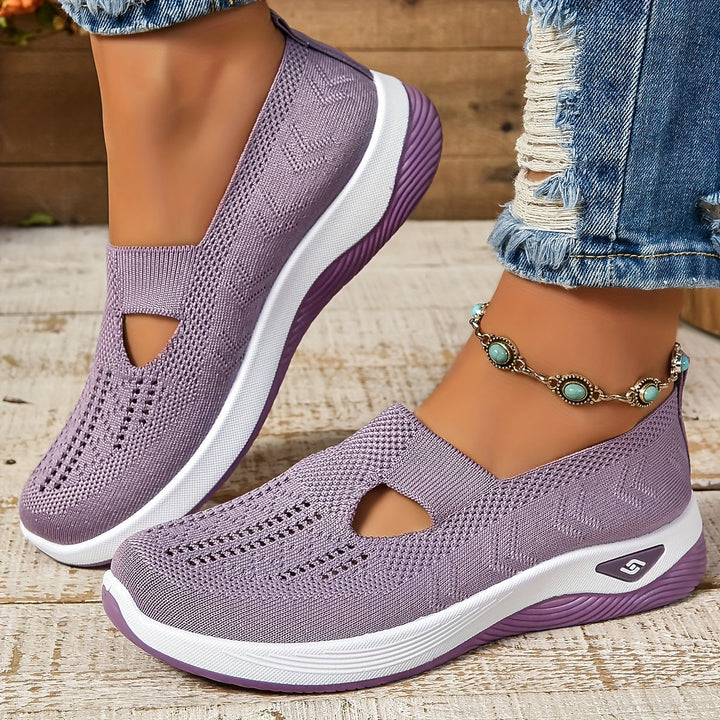 Front view of women's easy wear slip-on shoes, featuring supportive design for comfort.