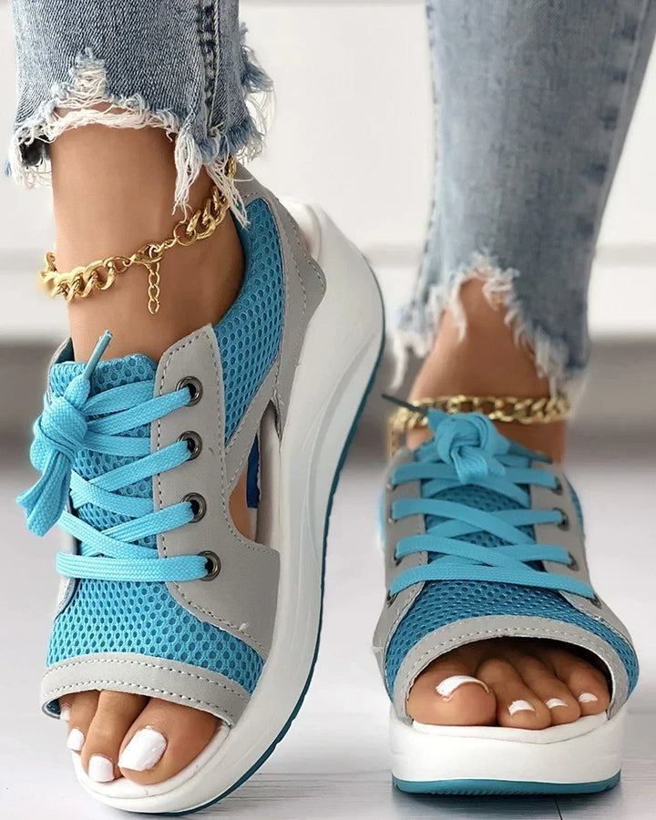 Women's supportive lace-up orthopedic sandals for comfortable walking & foot health during summer.