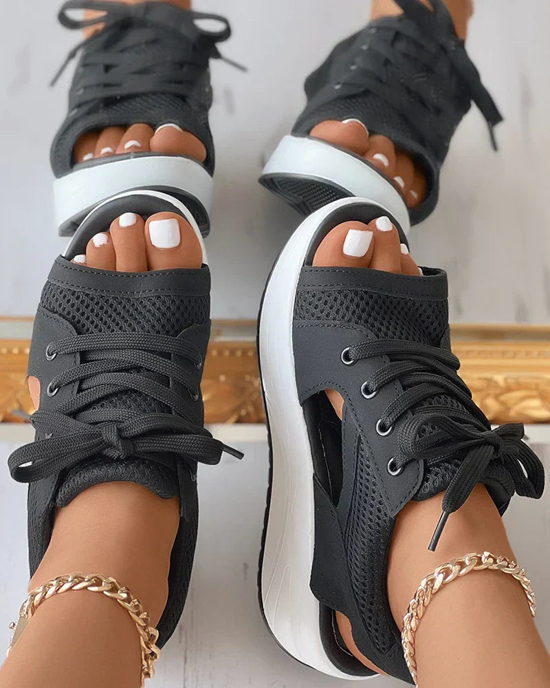 Comfortable women's orthopedic sandals with lace-up design, offering excellent support for daily wear.