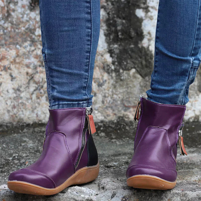 Fashionable women's fall/winter ankle boots, orthopedic support & all-day comfort. Slip-resistant design.