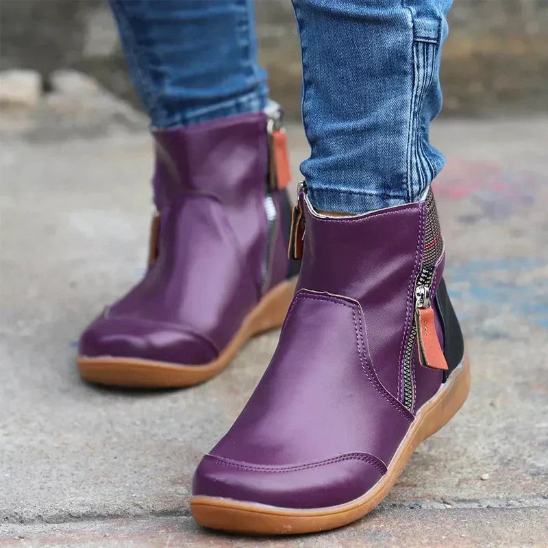 Supportive women's orthopedic ankle boots with easy zipper. Great comfort footwear for everyday wear.