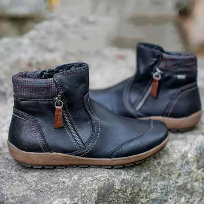 Women's orthopedic zipper ankle boots, designed for supportive all-day comfort and easy everyday wear.