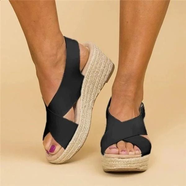 Orthopedic wedge sandals for women, offering all-day comfort. Casual summer footwear with adjustable fit.