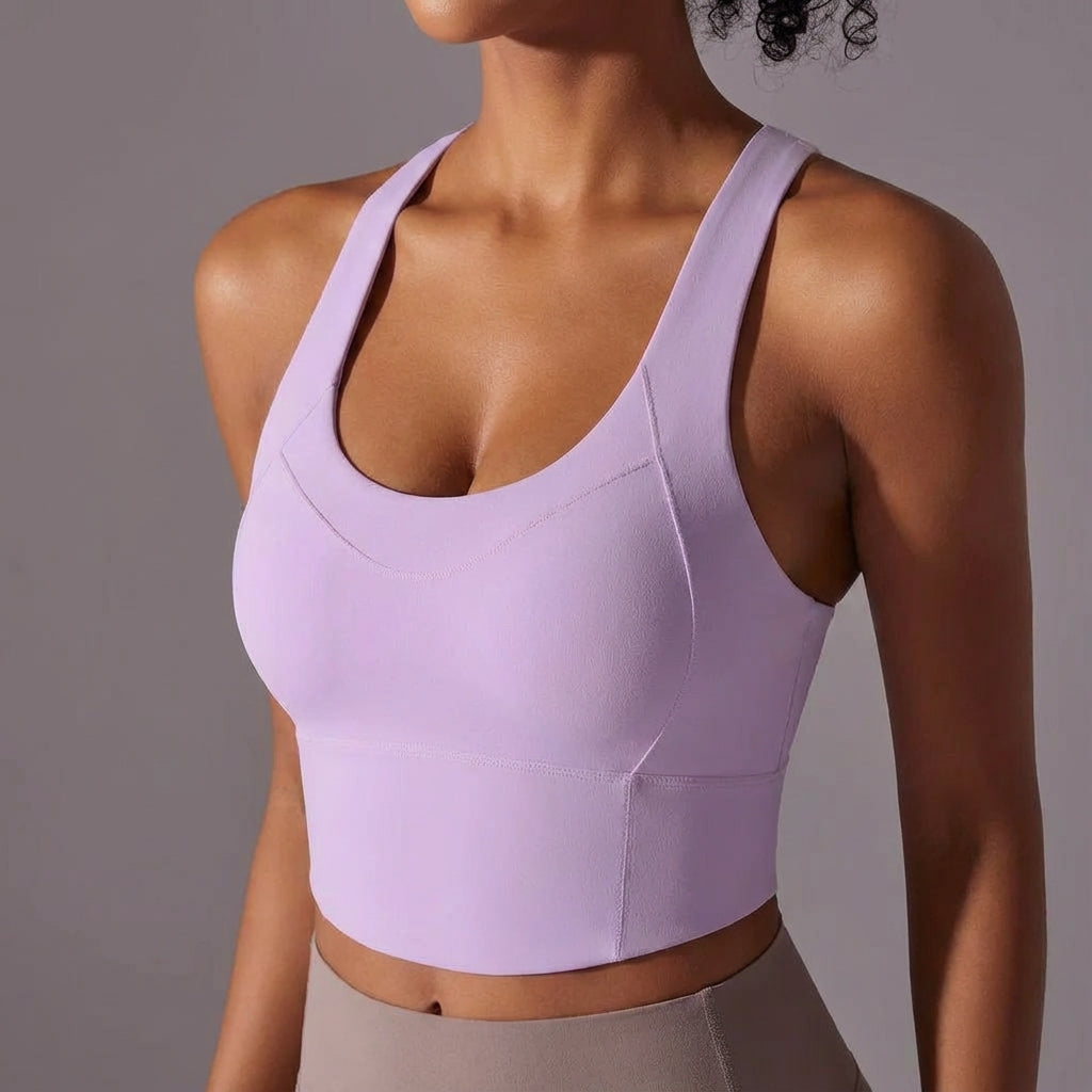 Black supportive sports bustier for women, Madison yoga top for active athleisure