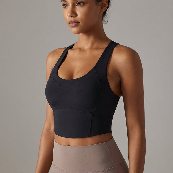 Fitness workout top: women's supportive yoga bustier Madison, breathable design