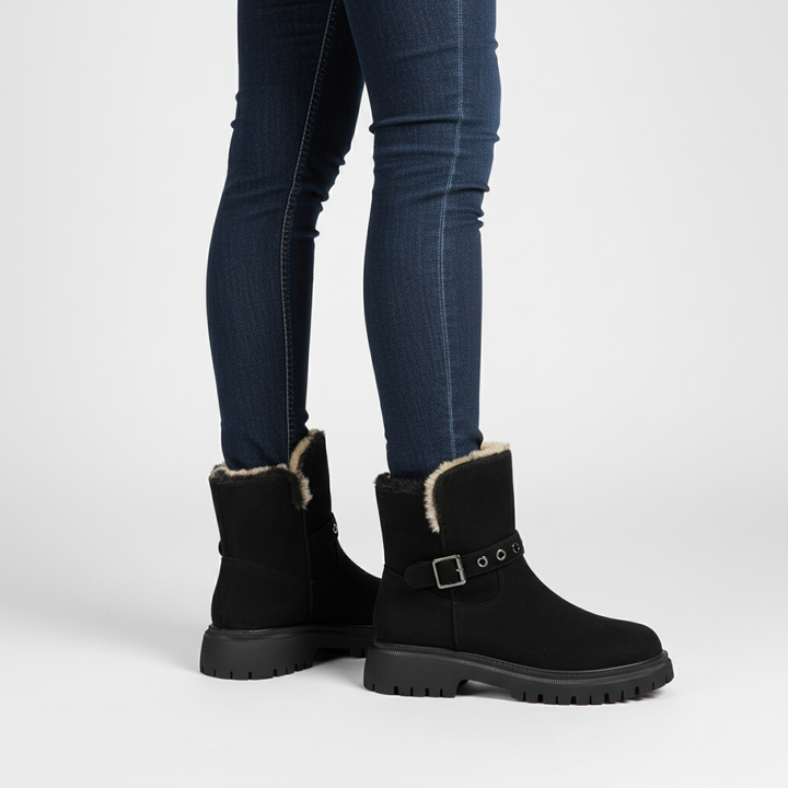 Susanne women's half-height boots, black, with practical zip closure for easy wear