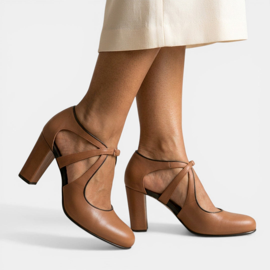 Women's T-Strap High Heel Sandals with Round Toe & Buckle closure for elegant evening wear.