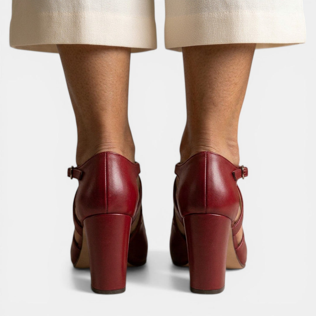 Versatile Women's T-Strap high heel sandals, featuring a secure buckle & comfortable round toe.