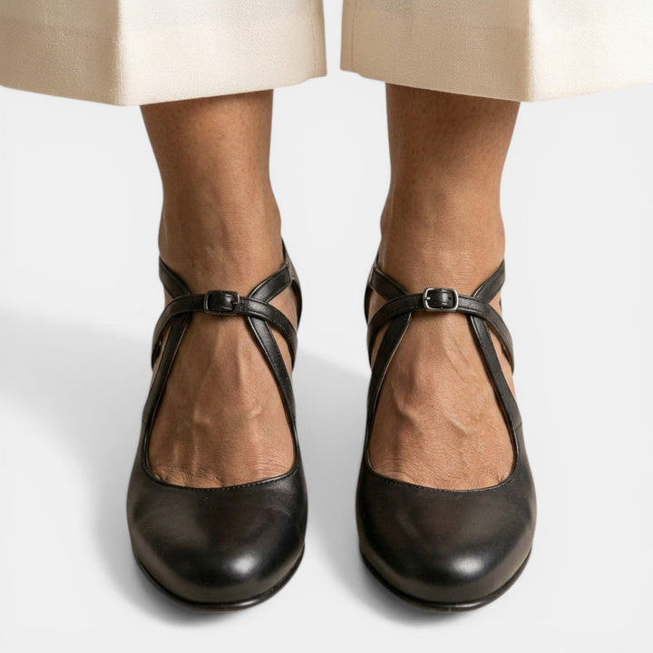 Chic Women's T-Strap high heel sandals for evening wear, featuring a round toe & elegant buckle.