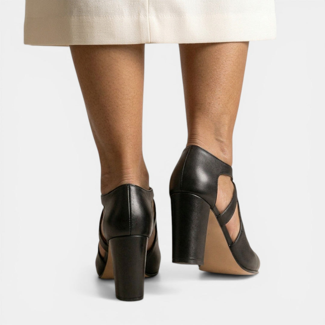 Women's sophisticated T-Strap high heels, comfortable round toe and buckle dress sandals.