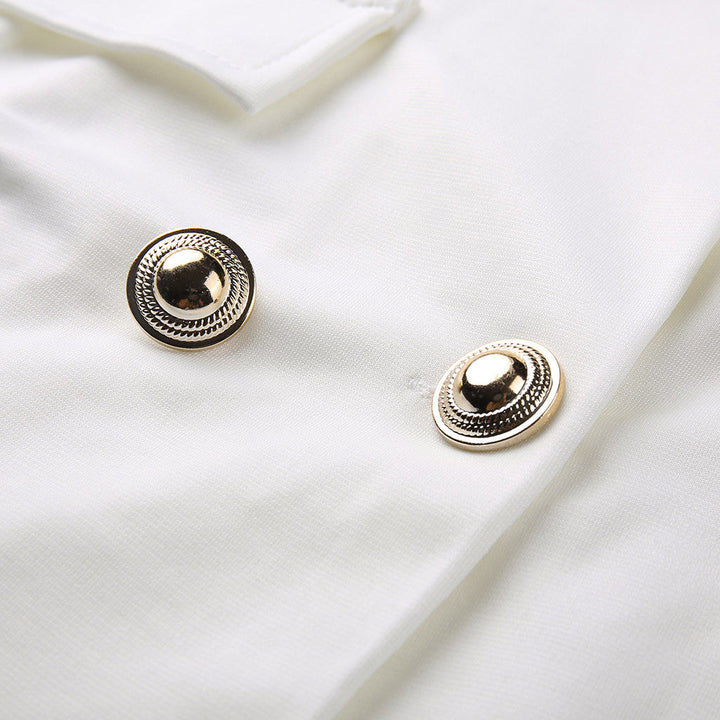 Trendy women's tailored blazer dress, perfect for a sophisticated, business casual look. Short and elegant.
