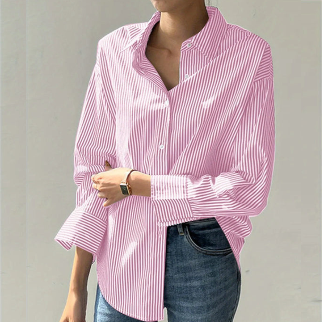 Executive women's tailored button-down shirt, ideal for professional office fashion & business casual work clothing.
