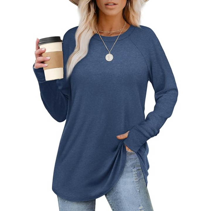 Chic women's Tamari long sleeve casual tunic with thumbholes, essential apparel