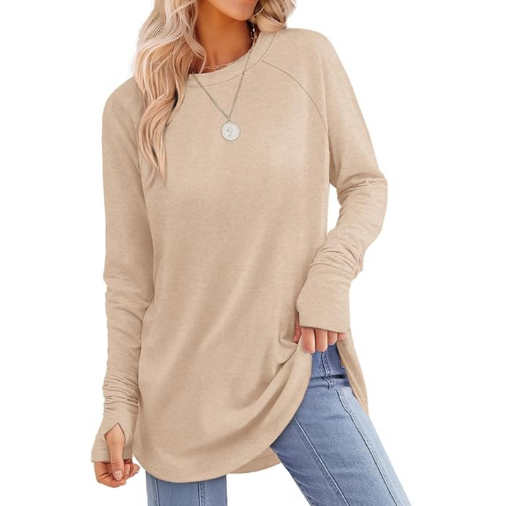 Elegant women's Tamari tunic, long sleeves and thumbholes for comfort