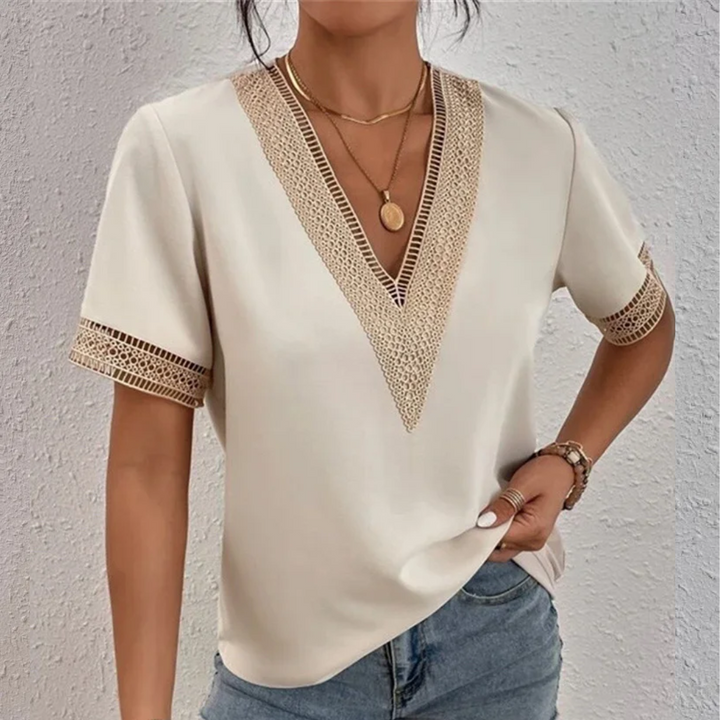 Experience comfort & style with Tanja women's luxe t-shirt. Versatile short sleeve top for everyday elegance.