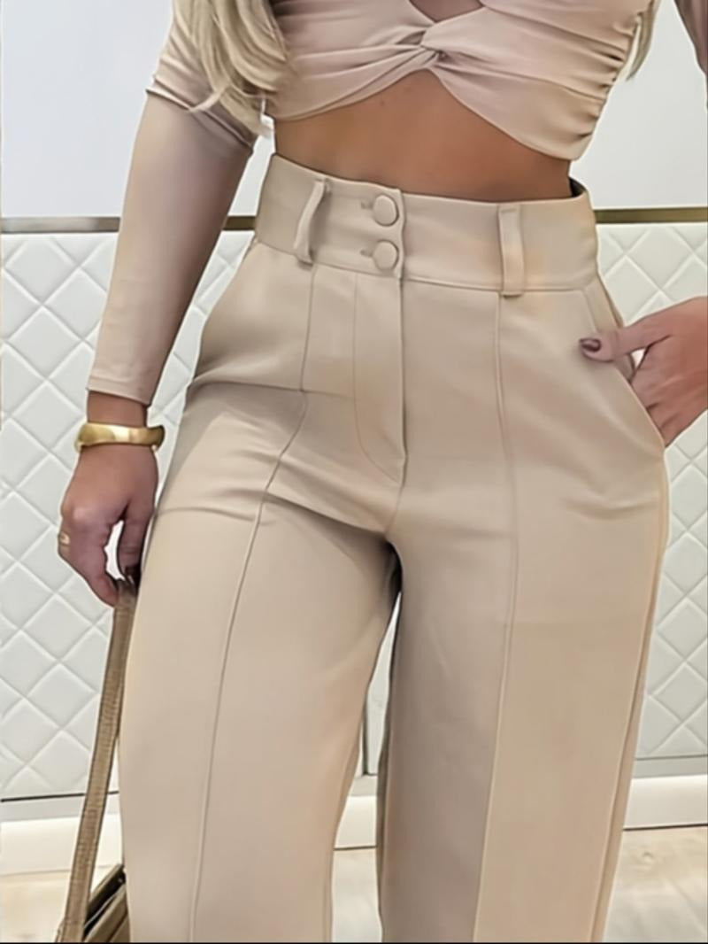 Versatile women's tailored wide-leg trousers, high-waist pants for elegant comfort & modern fashion.