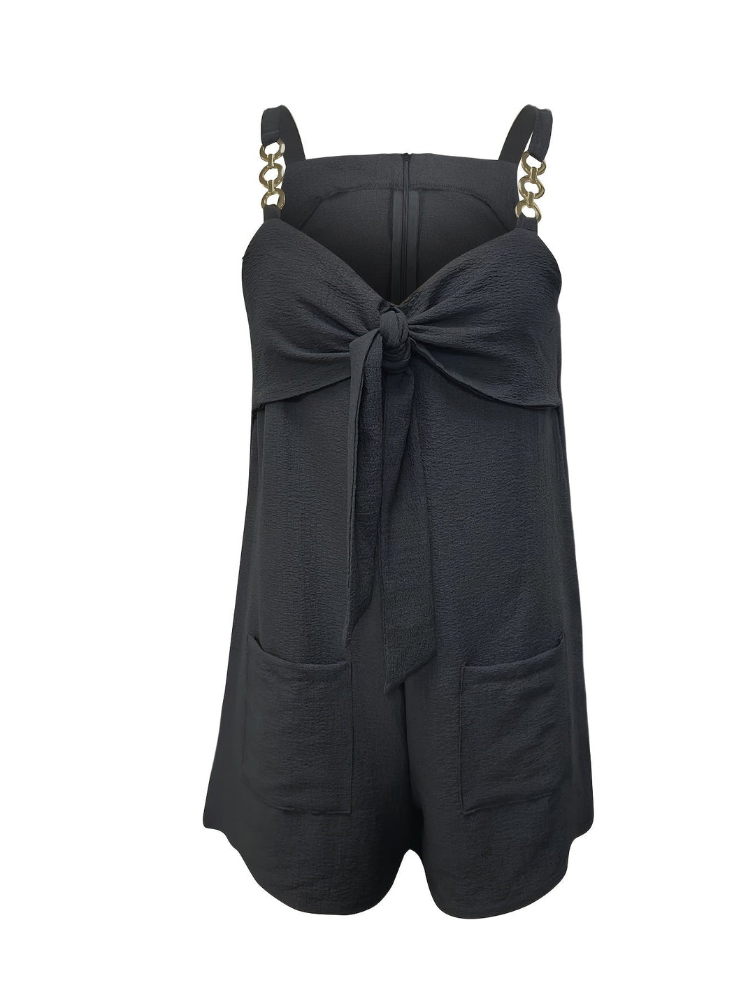 Must-have women's party romper with eye-catching textured design and sleek chain straps.