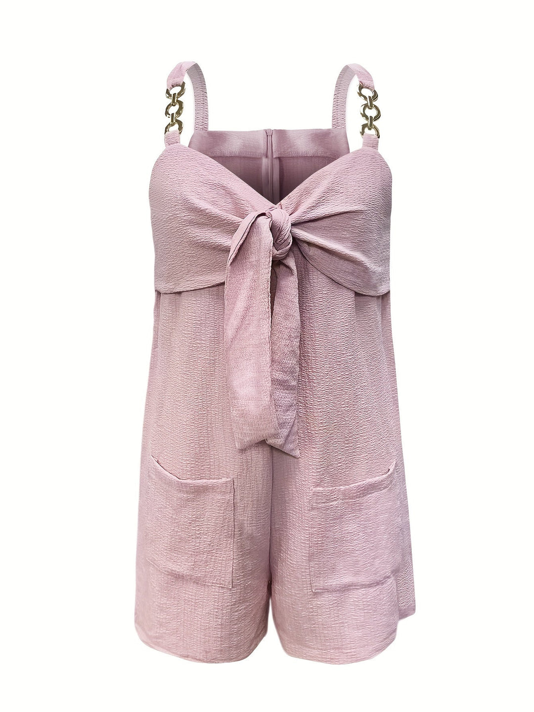 Versatile women's textured romper, a casual chic essential with a flattering bow front.