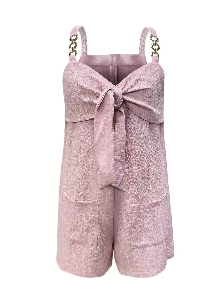 Versatile women's textured romper, a casual chic essential with a flattering bow front.