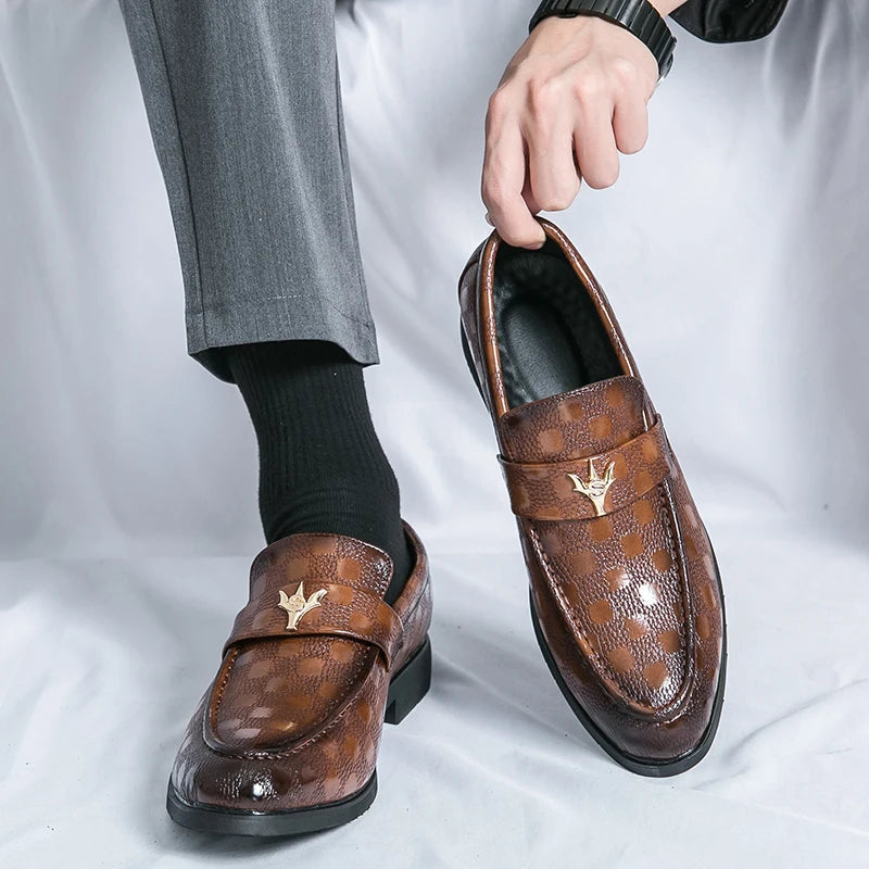 Front view of stylish women's textured slip-on loafers, ideal for versatile fashion & comfort.